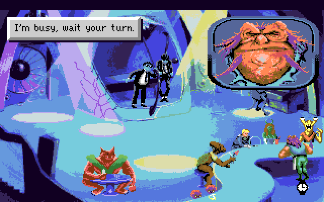 Space Quest I: Roger Wilco in the Sarien Encounter Amiga Screenshot: Attempting to get a drink at the local bar.