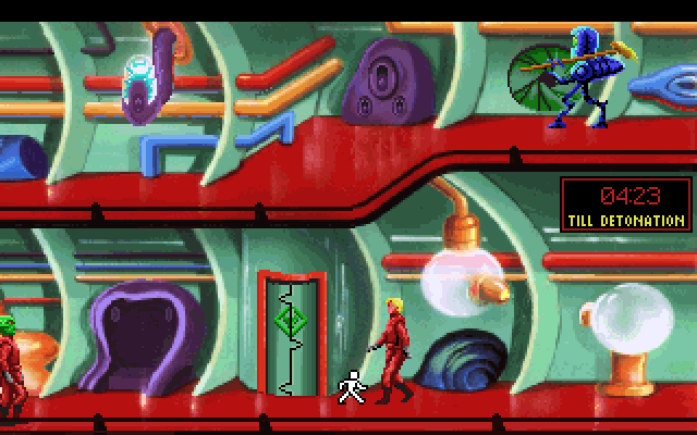 Space Quest I: Roger Wilco in the Sarien Encounter IBM PC/Compatibles Screenshot: Better hurry, this place is going to self destruct!