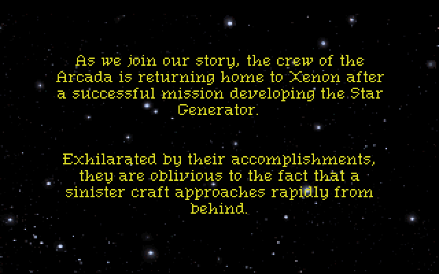 Space Quest I: Roger Wilco in the Sarien Encounter IBM PC/Compatibles Screenshot: The story so far.