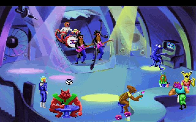 Space Quest I: Roger Wilco in the Sarien Encounter IBM PC/Compatibles Screenshot: Inside the Rocket Bar.