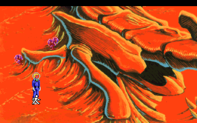 Space Quest I: Roger Wilco in the Sarien Encounter IBM PC/Compatibles Screenshot: Exploring an alien world.