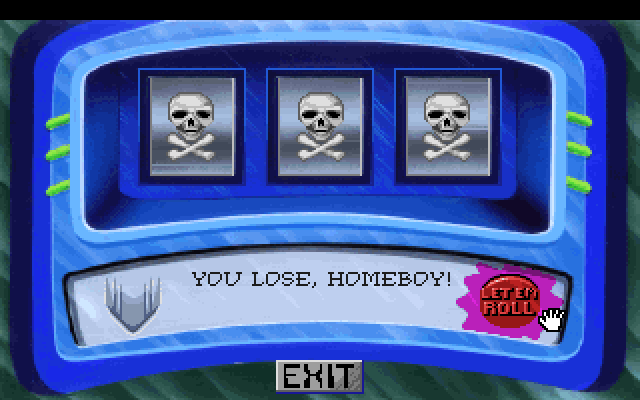 Space Quest I: Roger Wilco in the Sarien Encounter IBM PC/Compatibles Screenshot: Just lost a life playing the slot machine!