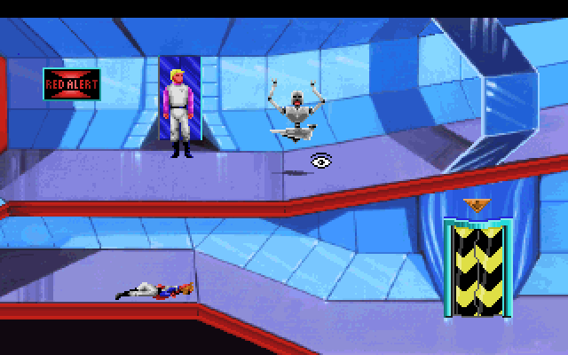 Space Quest I: Roger Wilco in the Sarien Encounter IBM PC/Compatibles Screenshot: The game begins as Roger emerges from a broom closet.