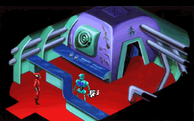 Space Quest I: Roger Wilco in the Sarien Encounter IBM PC/Compatibles Screenshot: Acquiring some weapons...
