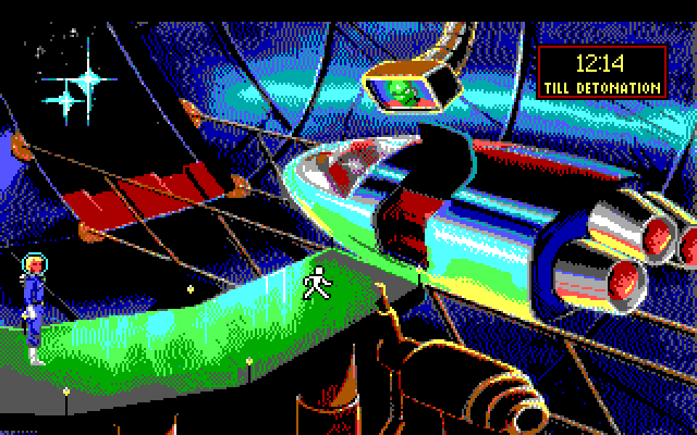 Space Quest I: Roger Wilco in the Sarien Encounter IBM PC/Compatibles Screenshot: An escape pod, just what we need...