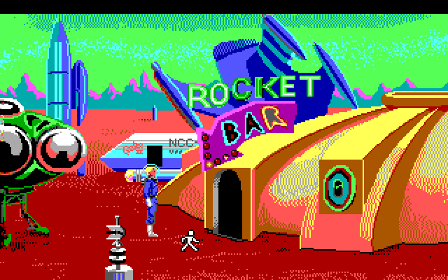 Space Quest I: Roger Wilco in the Sarien Encounter IBM PC/Compatibles Screenshot: Arrived at Ulence Flats.