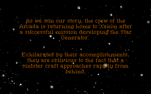 Space Quest I: Roger Wilco in the Sarien Encounter IBM PC/Compatibles Screenshot: The story so far...