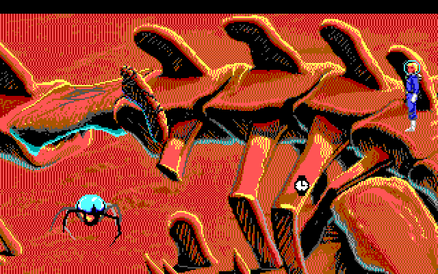 Space Quest I: Roger Wilco in the Sarien Encounter IBM PC/Compatibles Screenshot: A Sarien spider droid is here!