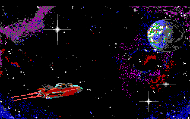 Space Quest I: Roger Wilco in the Sarien Encounter IBM PC/Compatibles Screenshot: Roger finally returns home...