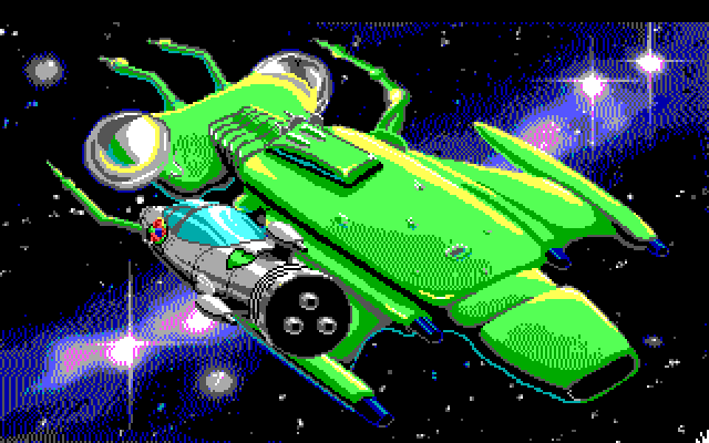 Space Quest I: Roger Wilco in the Sarien Encounter IBM PC/Compatibles Screenshot: A Sarien battle cruiser!
