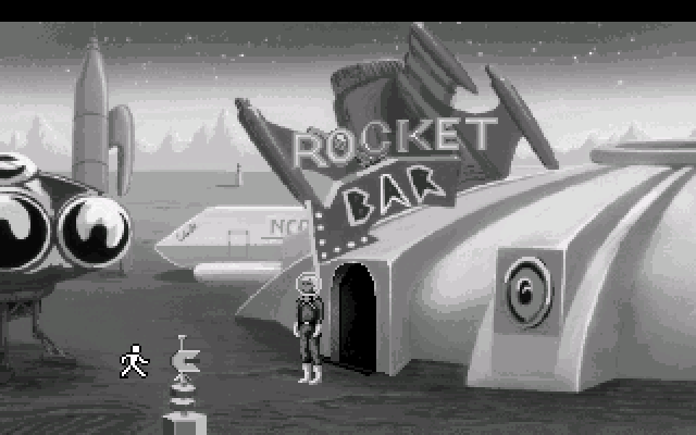 Space Quest I: Roger Wilco in the Sarien Encounter IBM PC/Compatibles Screenshot: Arrived at Ulence Flats...
