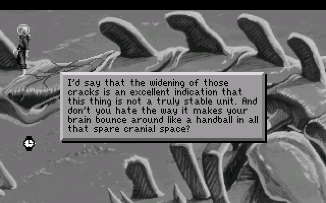 Space Quest I: Roger Wilco in the Sarien Encounter IBM PC/Compatibles Screenshot: This place looks dangerous...