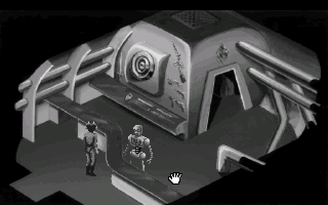 Space Quest I: Roger Wilco in the Sarien Encounter IBM PC/Compatibles Screenshot: Disguised as a Sarien.