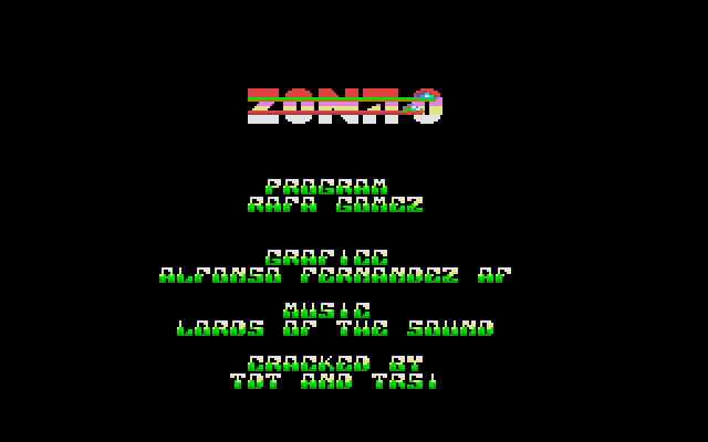 Zona 0 IBM PC/Compatibles Screenshot: Game credits (this version has a cracked modification).