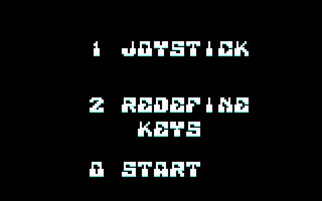 Zona 0 IBM PC/Compatibles Screenshot: Set up game controls, or press "0" to start...