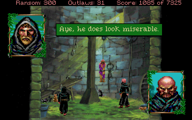 Conquests of the Longbow: The Legend of Robin Hood IBM PC/Compatibles Screenshot: I located Fulk, the court jester!