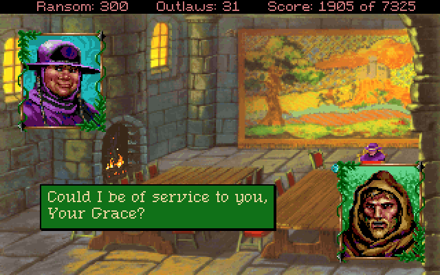 Conquests of the Longbow: The Legend of Robin Hood IBM PC/Compatibles Screenshot: Talking to the abbott...