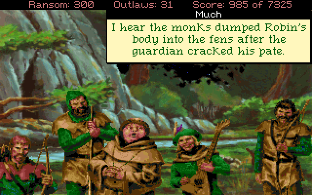 Conquests of the Longbow: The Legend of Robin Hood IBM PC/Compatibles Screenshot: Game over! The monks figured out who I really am...