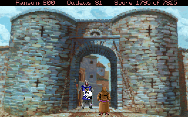 Conquests of the Longbow: The Legend of Robin Hood IBM PC/Compatibles Screenshot: In disguise again, I need to make my way to the castle...