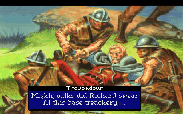 Conquests of the Longbow: The Legend of Robin Hood IBM PC/Compatibles Screenshot: Richard is in trouble...