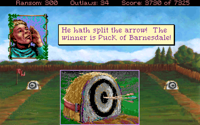 Conquests of the Longbow: The Legend of Robin Hood IBM PC/Compatibles Screenshot: Robin Hood wins the archery contest!