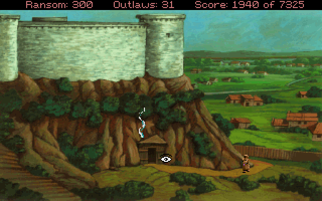 Conquests of the Longbow: The Legend of Robin Hood IBM PC/Compatibles Screenshot: Outside the pub.