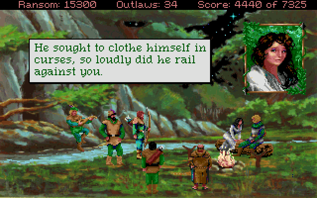 Conquests of the Longbow: The Legend of Robin Hood IBM PC/Compatibles Screenshot: The sheriff will now really be looking for Robin after that prank...