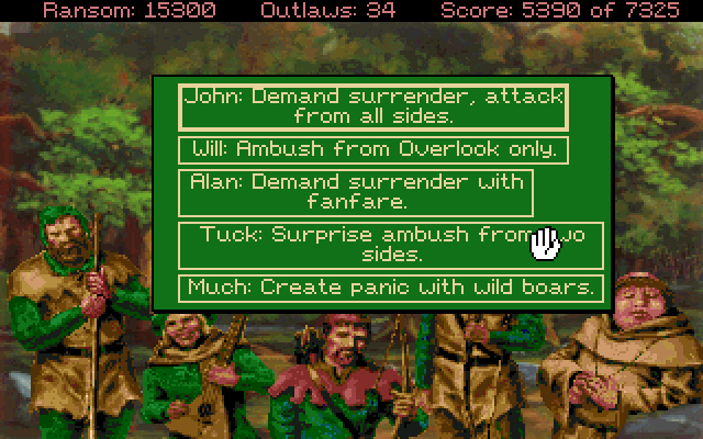 Conquests of the Longbow: The Legend of Robin Hood IBM PC/Compatibles Screenshot: Whose plan do you want to choose?