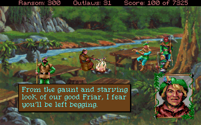 Conquests of the Longbow: The Legend of Robin Hood IBM PC/Compatibles Screenshot: Walking outside into the camp.