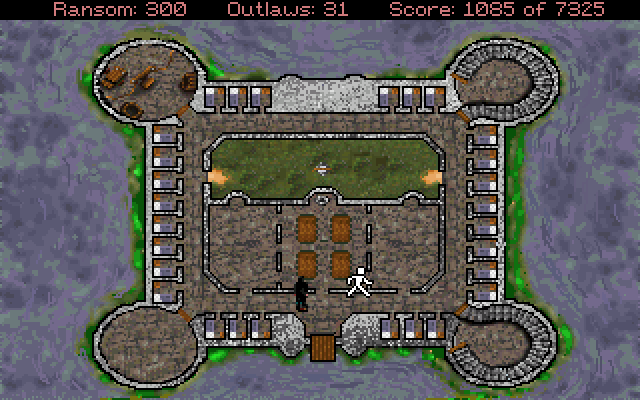 Conquests of the Longbow: The Legend of Robin Hood IBM PC/Compatibles Screenshot: The overhead view of the monastary.