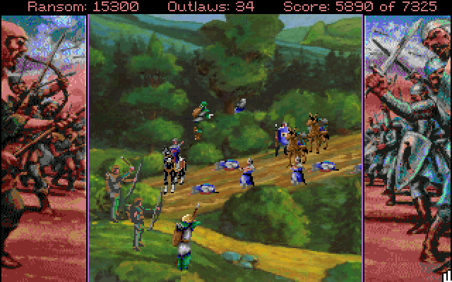 Conquests of the Longbow: The Legend of Robin Hood IBM PC/Compatibles Screenshot: Battle time! I hope the strategy I chose was the right one...
