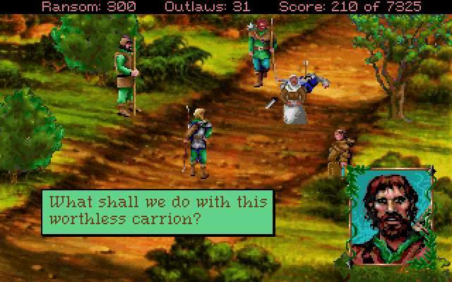 Conquests of the Longbow: The Legend of Robin Hood IBM PC/Compatibles Screenshot: Down at the road, I shot someone who had an innocent prisoner.