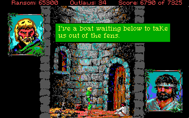 Conquests of the Longbow: The Legend of Robin Hood IBM PC/Compatibles Screenshot: This knight doesn't trust Robin just yet...