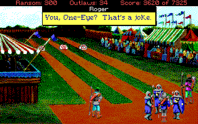Conquests of the Longbow: The Legend of Robin Hood IBM PC/Compatibles Screenshot: No one thinks much of Robin thanks to a clever disguise!