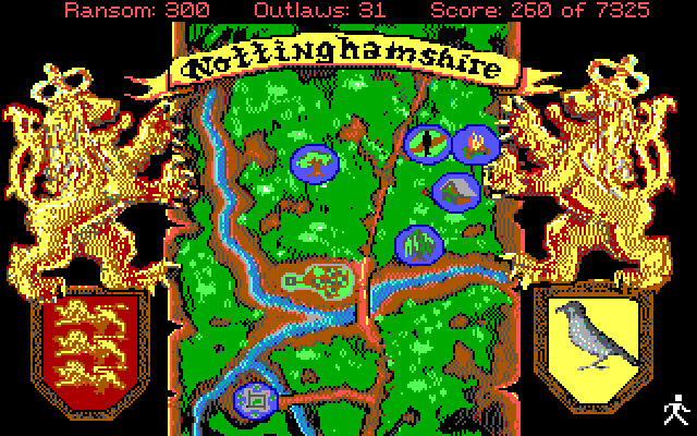Conquests of the Longbow: The Legend of Robin Hood IBM PC/Compatibles Screenshot: Use this map to quick travel to certain locations.