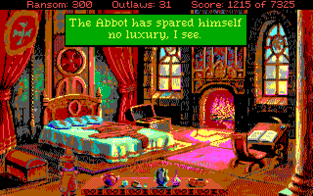 Conquests of the Longbow: The Legend of Robin Hood IBM PC/Compatibles Screenshot: The abbot has quite a fancy room!