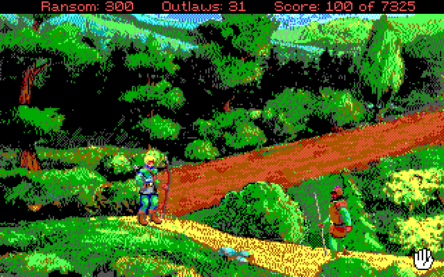 Conquests of the Longbow: The Legend of Robin Hood IBM PC/Compatibles Screenshot: The overlook; you'll be here often to spot people on the road.