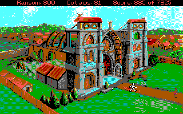 Conquests of the Longbow: The Legend of Robin Hood IBM PC/Compatibles Screenshot: Outside the church...