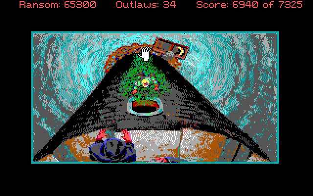 Conquests of the Longbow: The Legend of Robin Hood IBM PC/Compatibles Screenshot: Dodge the rocks thrown at Robin in this arcade sequence.