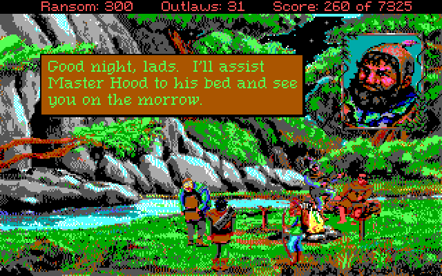 Conquests of the Longbow: The Legend of Robin Hood IBM PC/Compatibles Screenshot: At the end of each day you'll see a summary of the days events, and maybe a clue...or just get drunk.