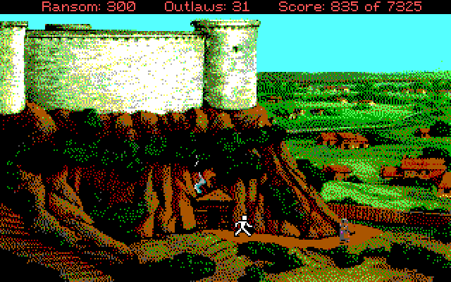 Conquests of the Longbow: The Legend of Robin Hood IBM PC/Compatibles Screenshot: Outside the pub...