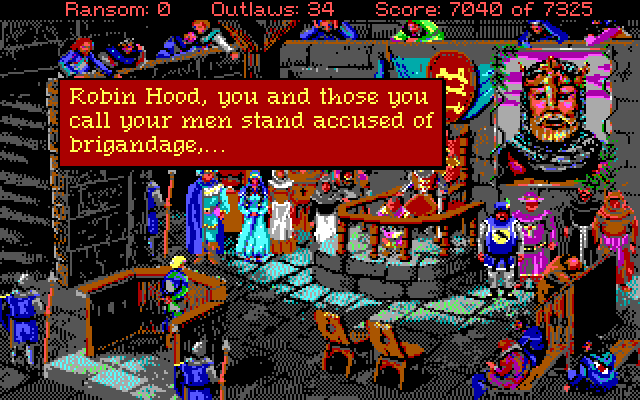 Conquests of the Longbow: The Legend of Robin Hood IBM PC/Compatibles Screenshot: The results of the trial depend on your actions taken in the game...