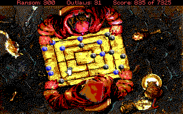 Conquests of the Longbow: The Legend of Robin Hood IBM PC/Compatibles Screenshot: Playing a game of Nine Men's Morris...