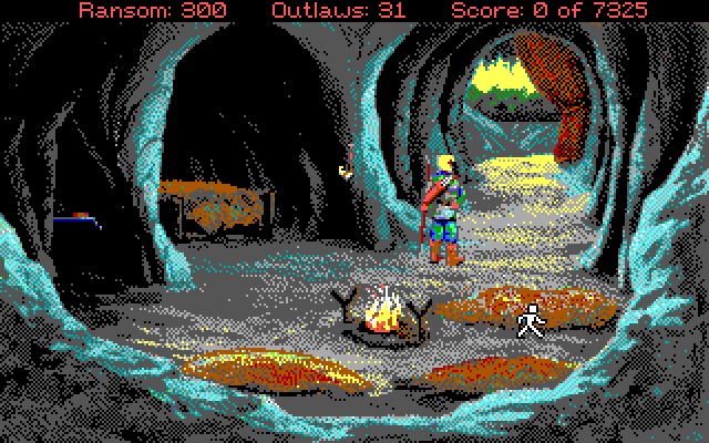 Conquests of the Longbow: The Legend of Robin Hood IBM PC/Compatibles Screenshot: Game start; each day begins in Robin's cave.