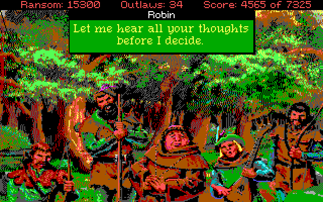 Conquests of the Longbow: The Legend of Robin Hood IBM PC/Compatibles Screenshot: Time to devise a plan...