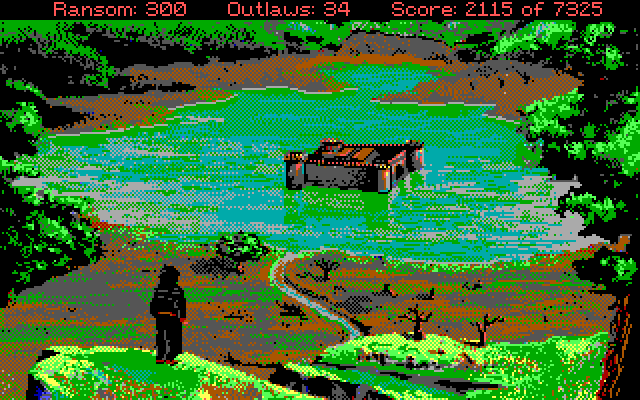 Conquests of the Longbow: The Legend of Robin Hood IBM PC/Compatibles Screenshot: The Fen Monastary in the distance...
