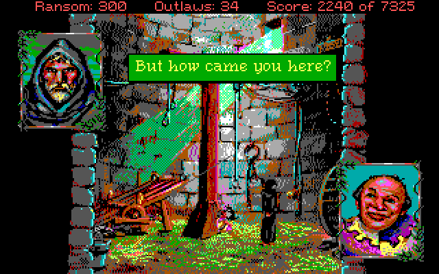 Conquests of the Longbow: The Legend of Robin Hood IBM PC/Compatibles Screenshot: I located Fulk, the court jester, who has been captured!