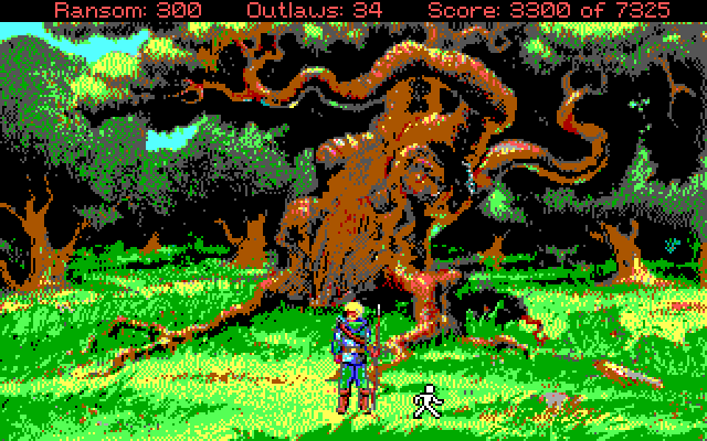 Conquests of the Longbow: The Legend of Robin Hood IBM PC/Compatibles Screenshot: Hmm, this large oak is interesting...