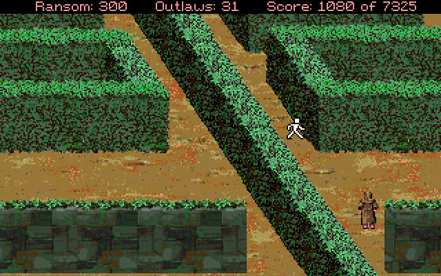 Conquests of the Longbow: The Legend of Robin Hood Amiga Screenshot: You'll need to navigate this hedge maze...