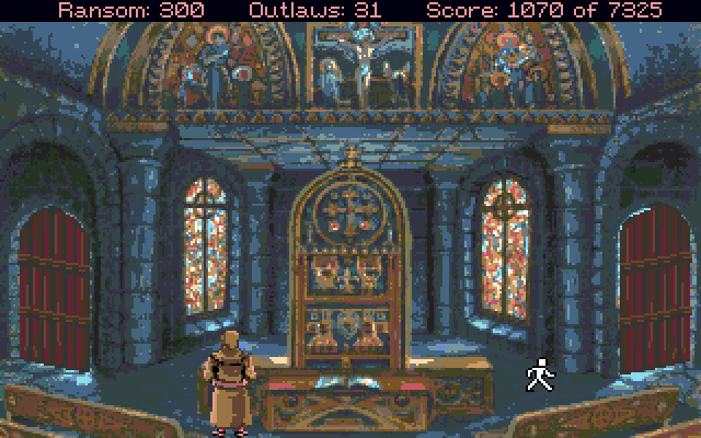 Conquests of the Longbow: The Legend of Robin Hood Amiga Screenshot: The chapel in the church.